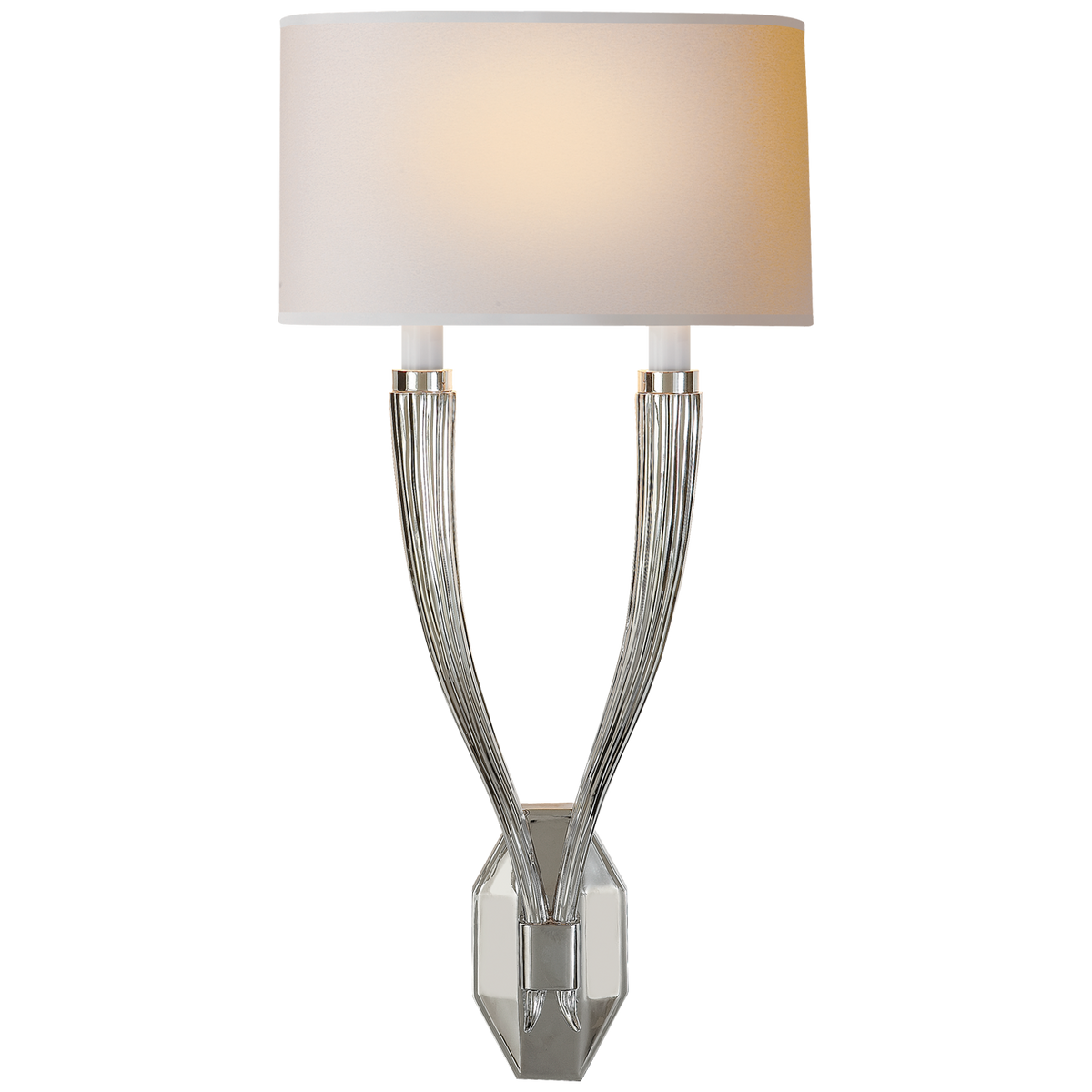 Ruhlmann Double Sconce - Polished Nickel with Natural Paper Shade