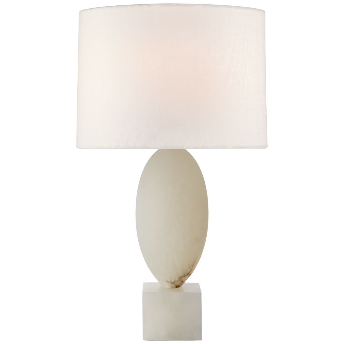 Versa Table Lamp Large - Alabaster With Linen Shades