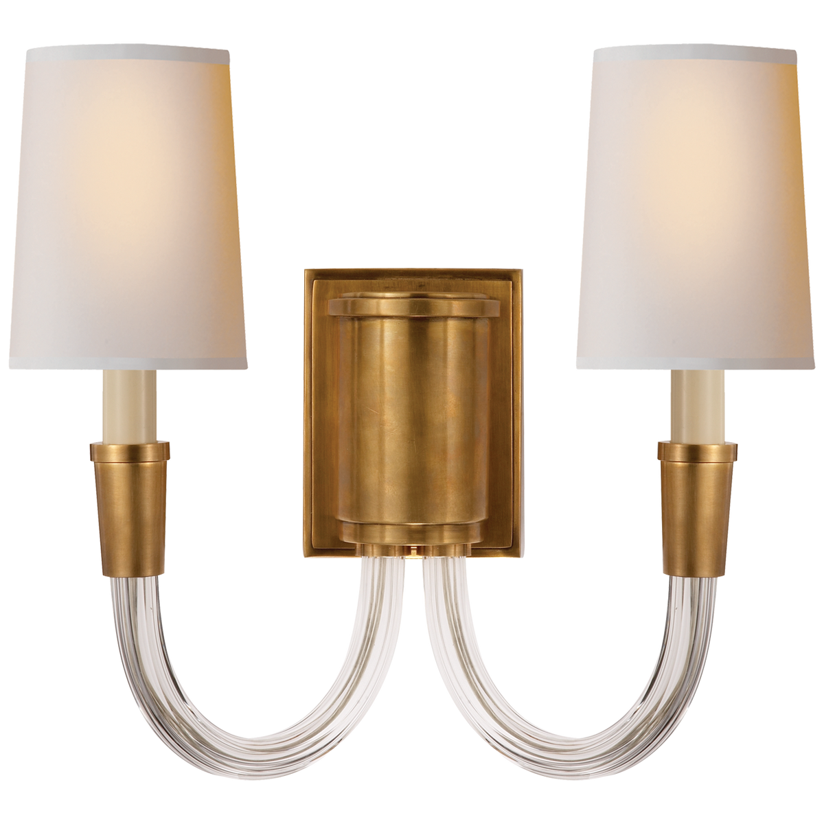 Vivian Double Sconce - Hand Rubbed Antique Brass with Natural Paper Shade