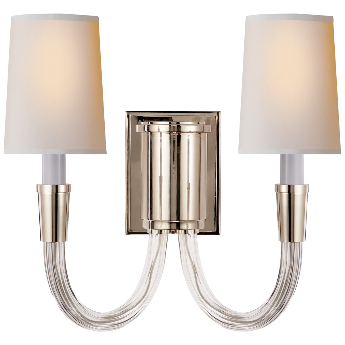 Vivian Double Sconce - Polished Nickel with Natural Paper Shade