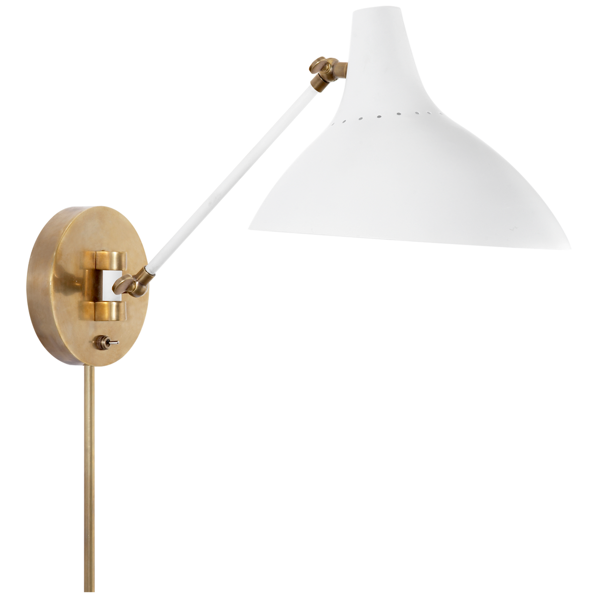 Charlton Wall Light - White And Hand-Rubbed Antique Brass