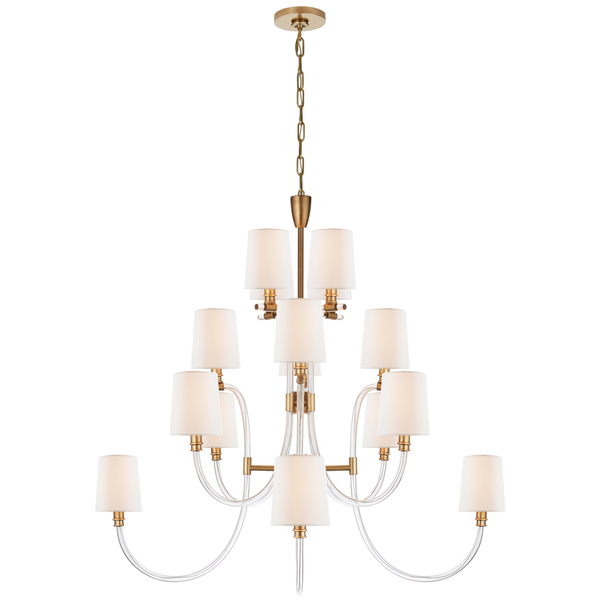 Clarice Chandelier Large - Clear Acrylic with Antique Brass