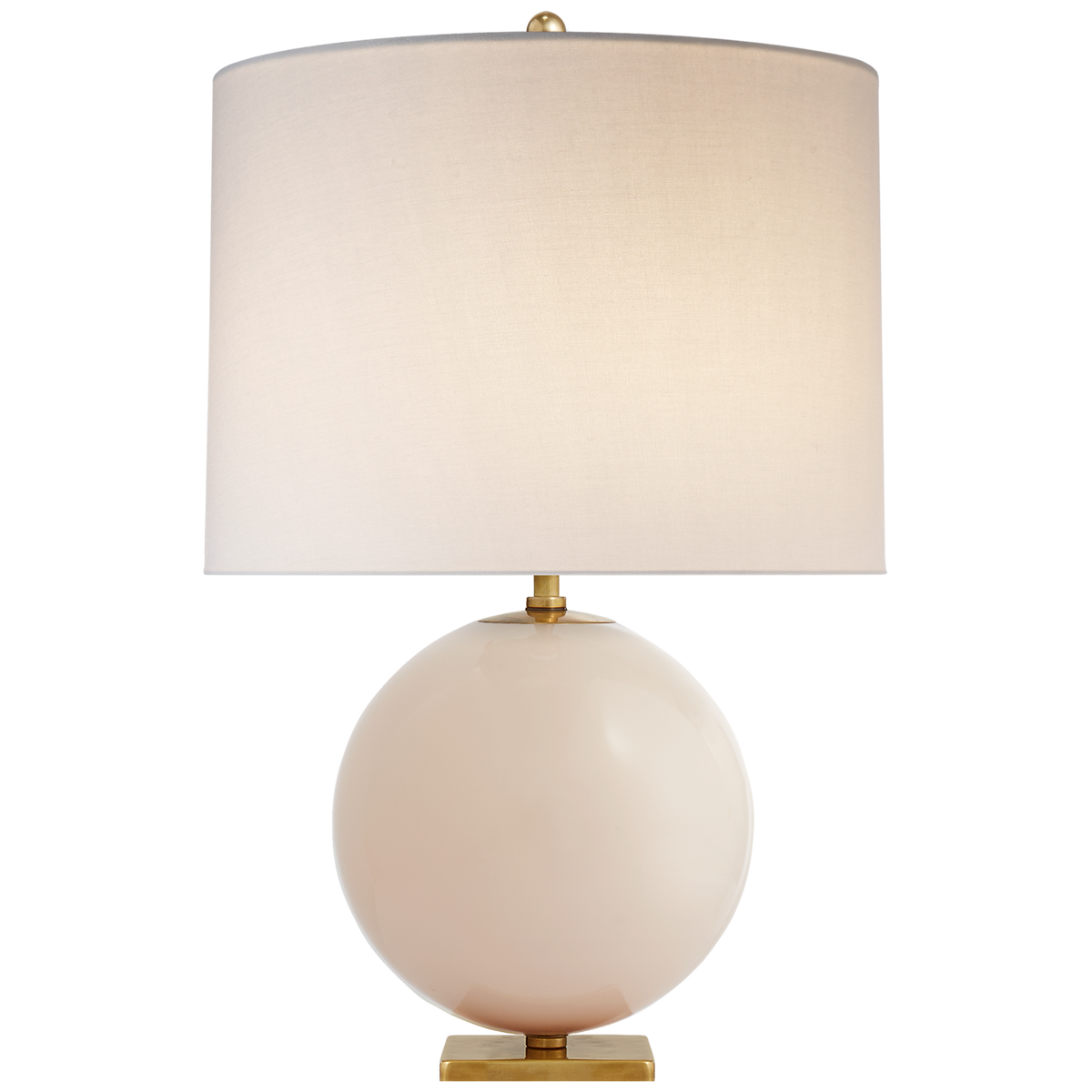 Elsie Table Lamp - Blush Painted Glass with Cream Linen Shade
