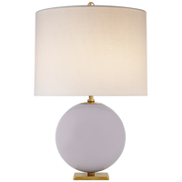 Elsie Table Lamp - Lilac Painted Glass with Cream Linen Shade