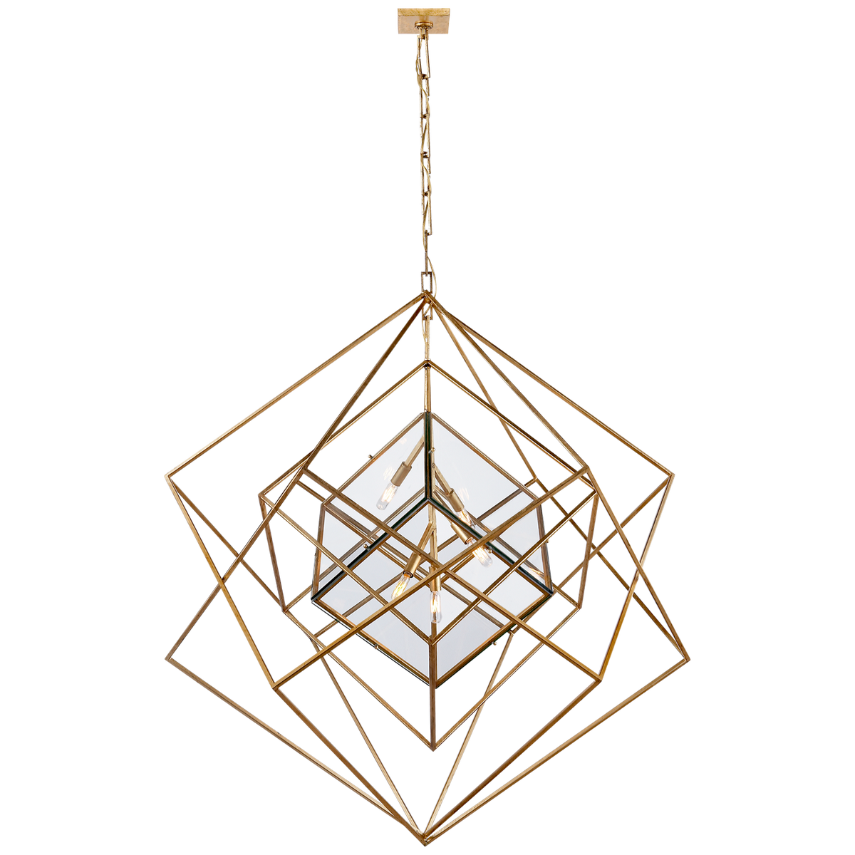 Cubist Large Chandelier - Gild and Clear Glass