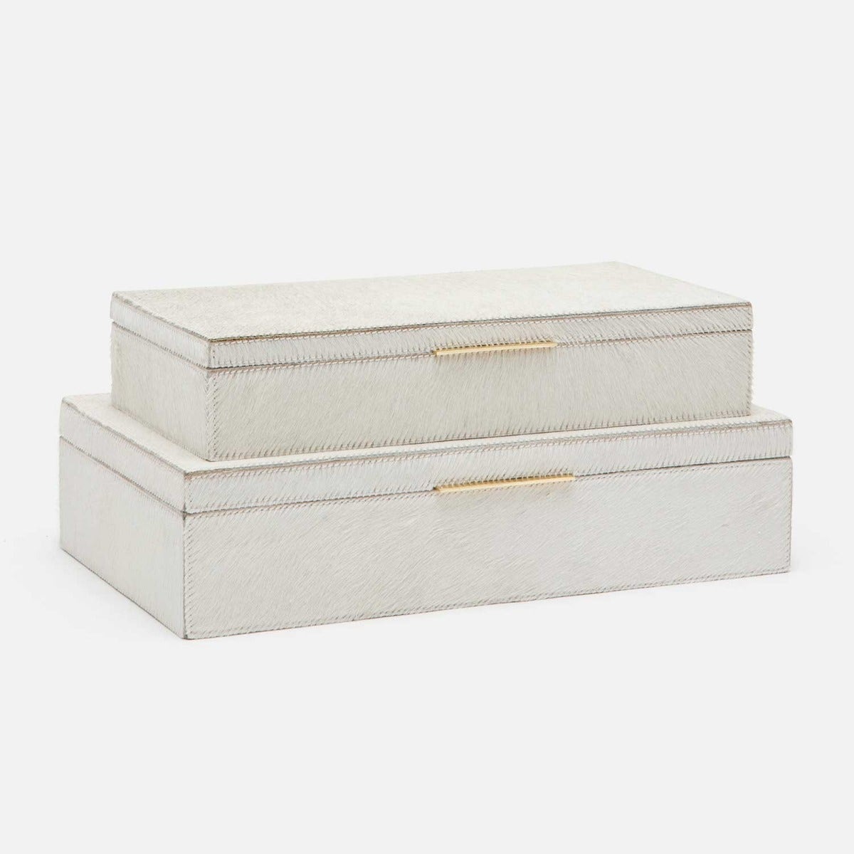 Ralston Decorative Boxes - Set of 2 Natural White Hair on Hide