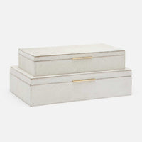 Ralston Decorative Boxes - Set of 2 Natural White Hair on Hide