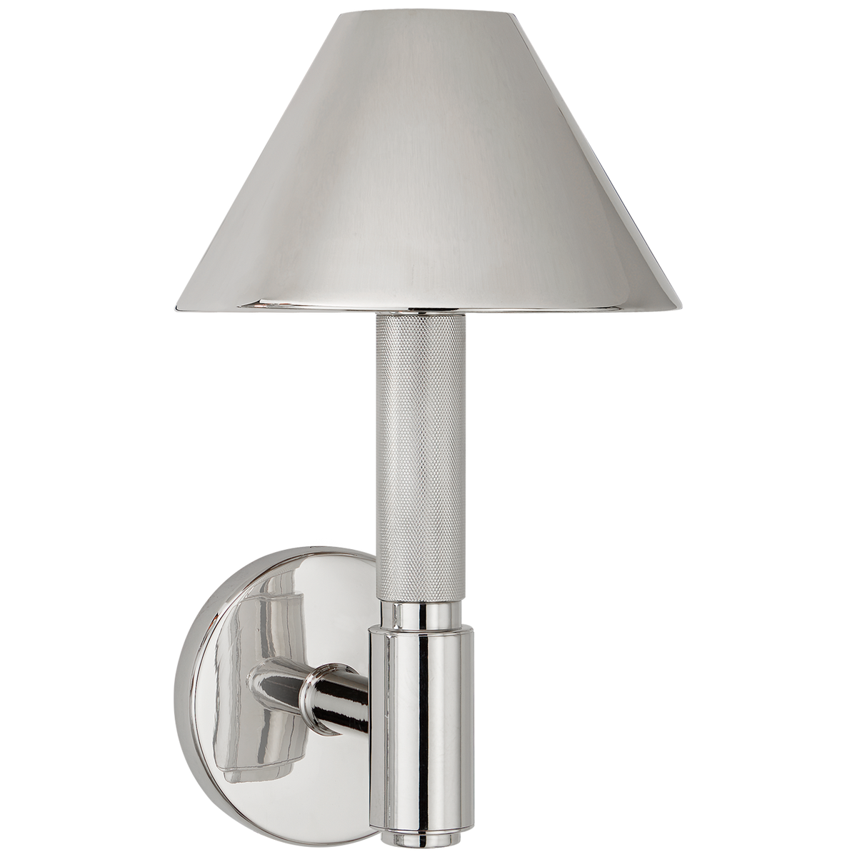 Barrett Sconce Small Single Knurled with Shade - Polished Nickel