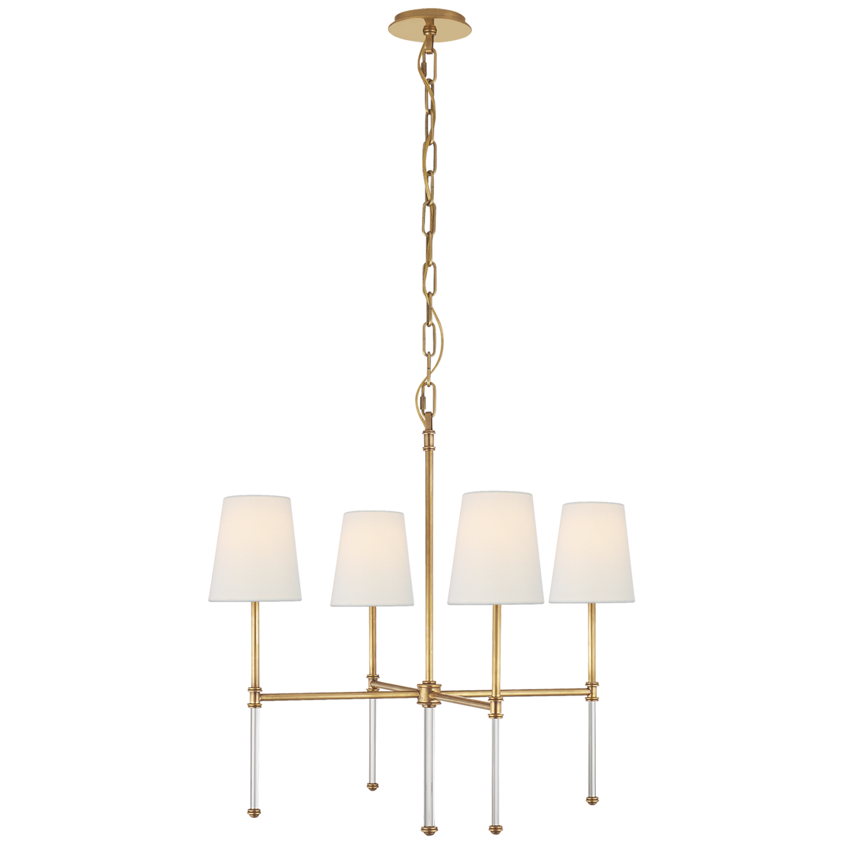 Camille Chandelier Small - Hand-Rubbed Antique Brass With Linen Shades