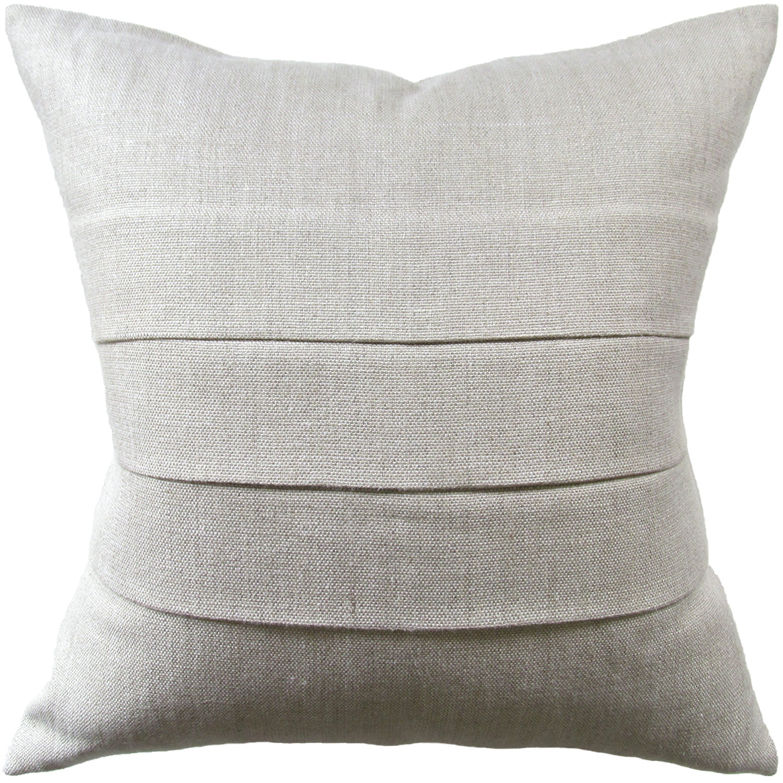 Slubby Linen Banded Throw Pillow - 22x22 Flax