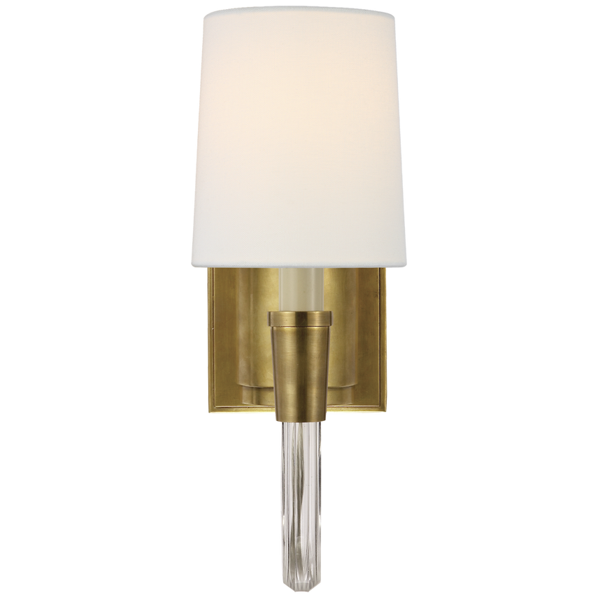 Vivian Single Sconce - Hand Rubbed Antique Brass with Linen Shade