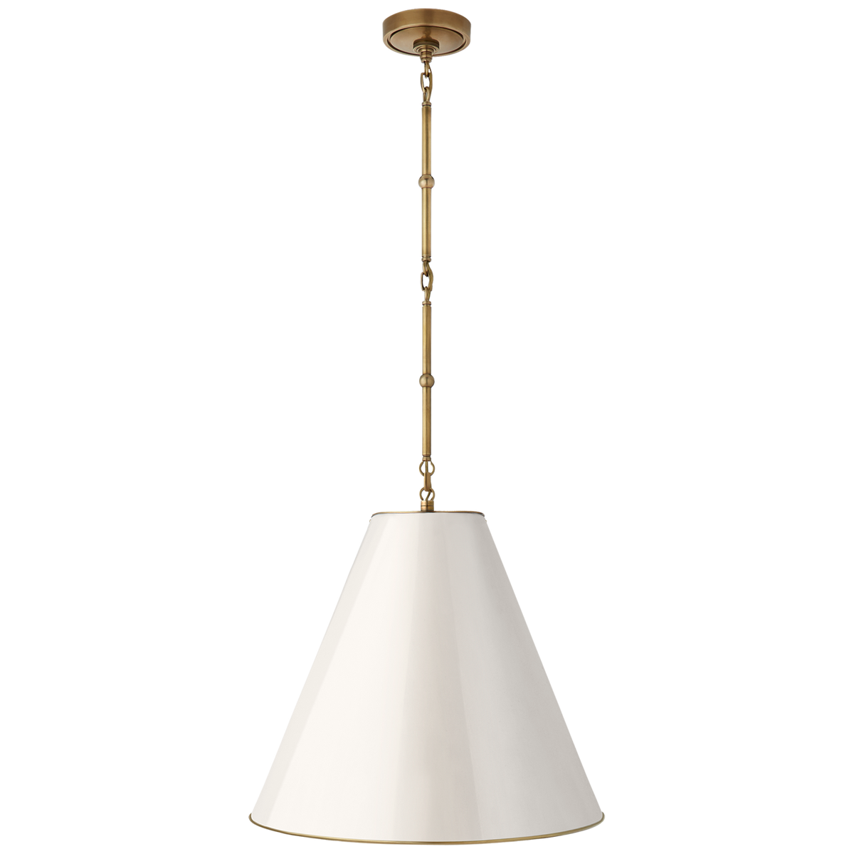 Goodman Hanging Light Medium - Hand Rubbed Antique Brass with Antique White Shade