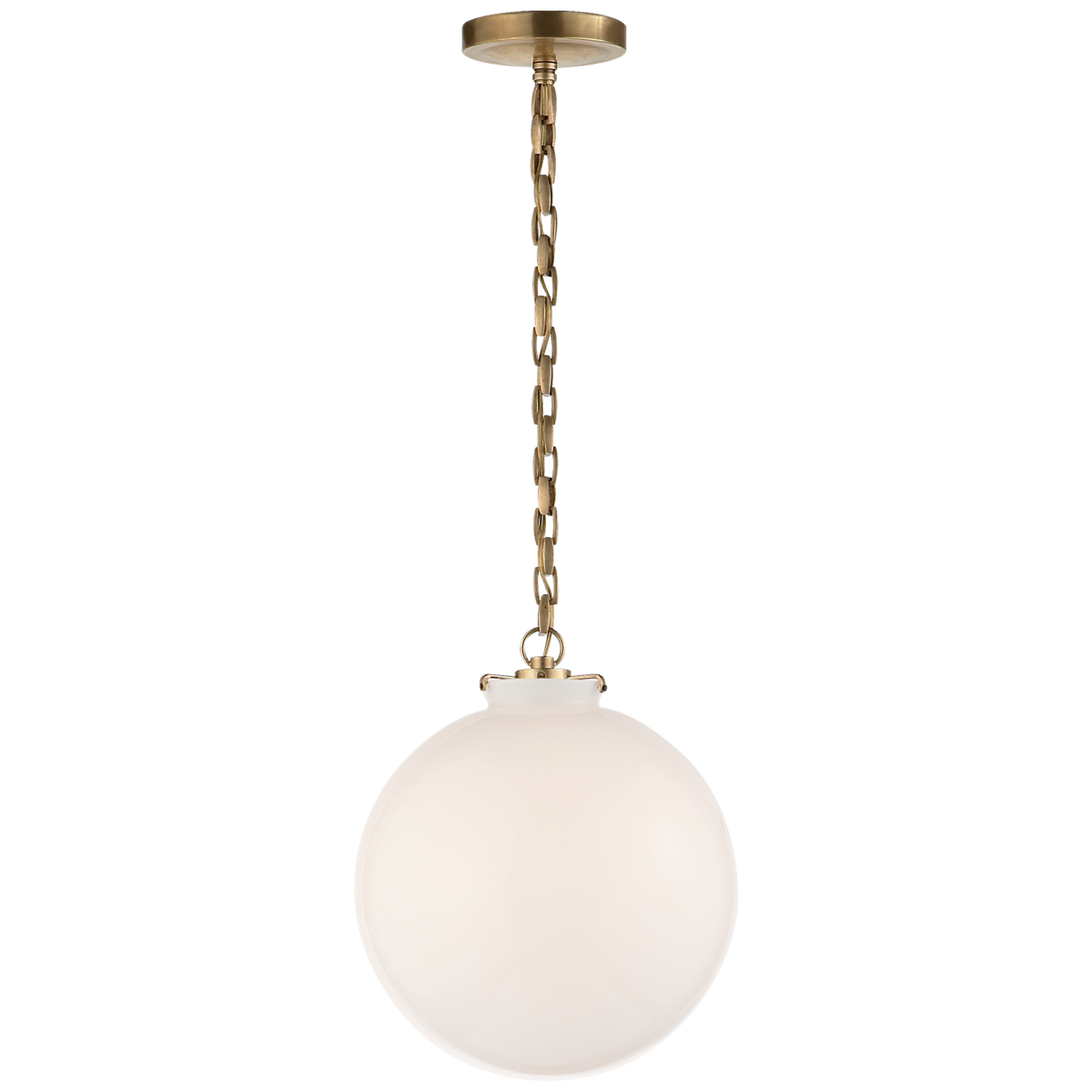 Katie Globe Pendant - Hand-Rubbed Antique Brass with White Glass