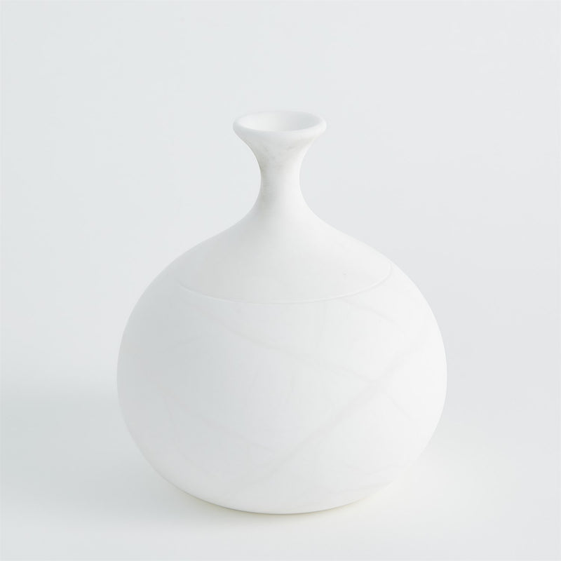 Alabaster white vase with teardrop bottom
