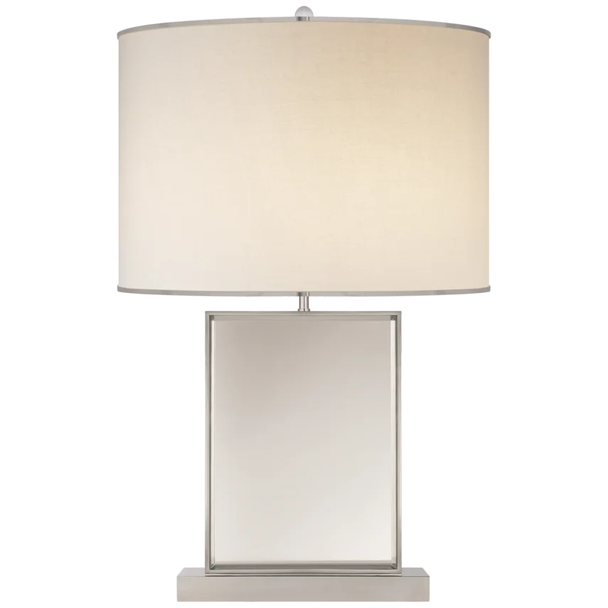 Bradford Table Lamp Large - Mirror and Polished Nickel with Cream Linen Shade