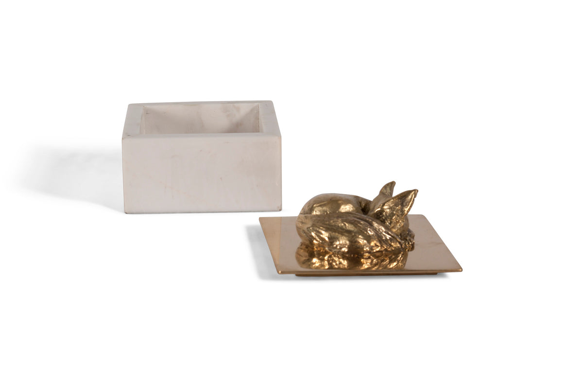 Corsac decorative marble box with brass fox top