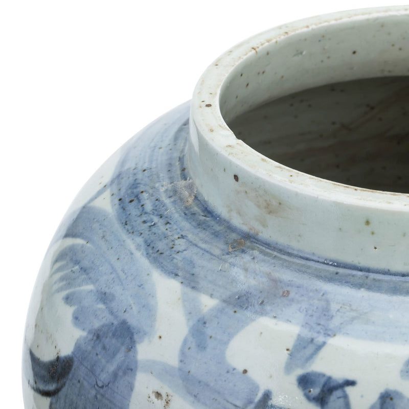 Indigo Sea Flower Temple Jar Large