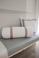 Harbour Stripe in Poppy & Pacific Throw Pillow