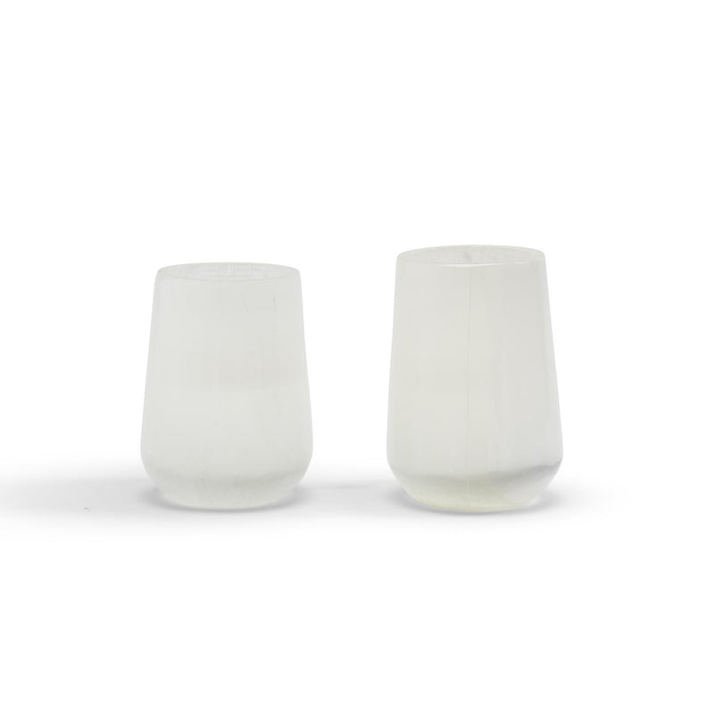 Set of two tear drop polished selenite candle holders