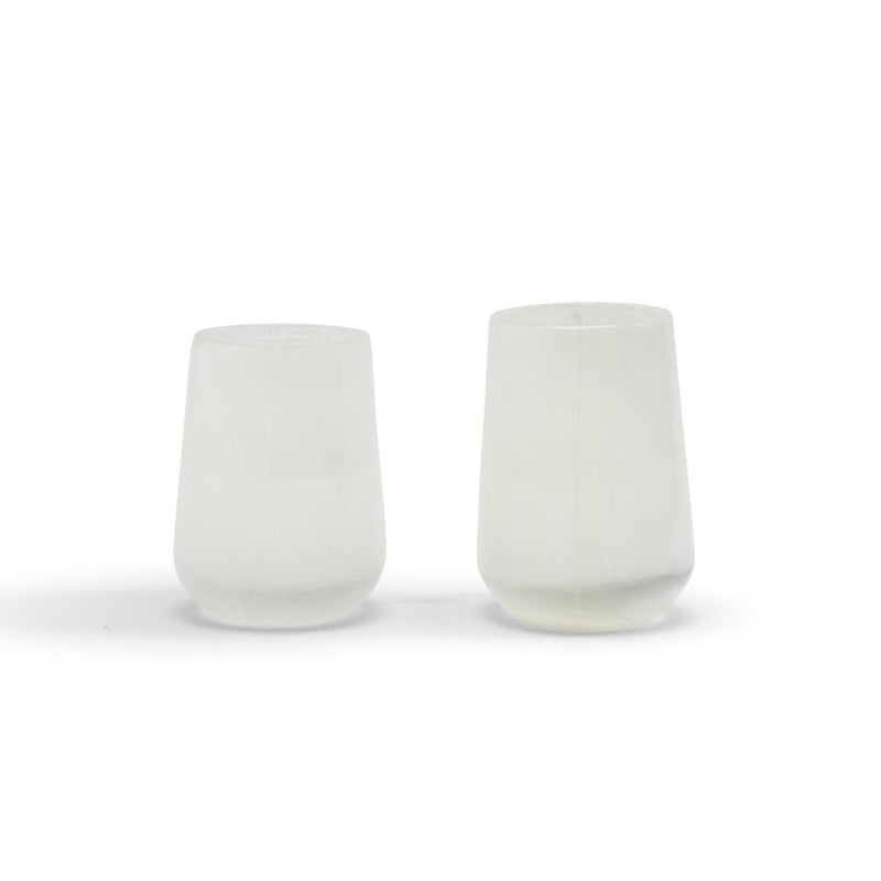 Tear Drop Set of 2 High Polished Selenite Crystal Candle Holder