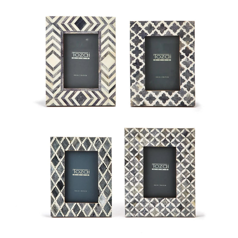 Slate 4" x 6" Bone Mosaic Photo Frame - Pattern 4