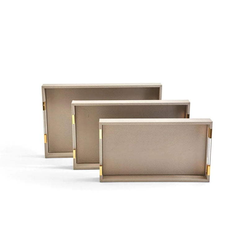 Taupe decorative trays with acrylic handles