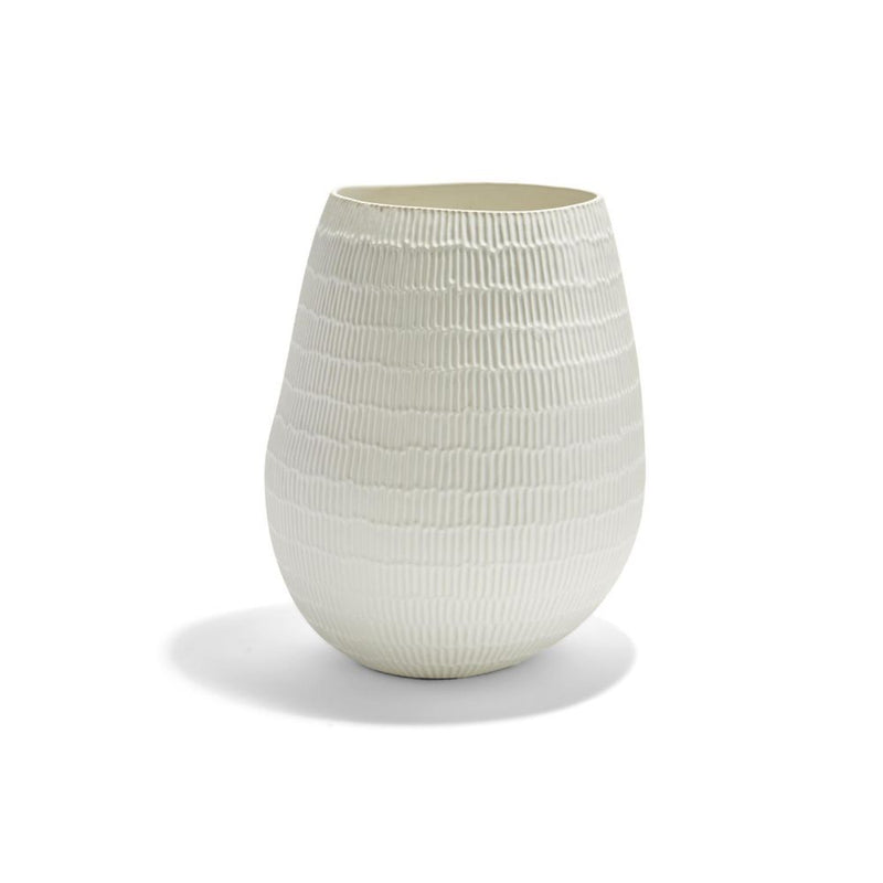 Large textured matte embossed lines vase