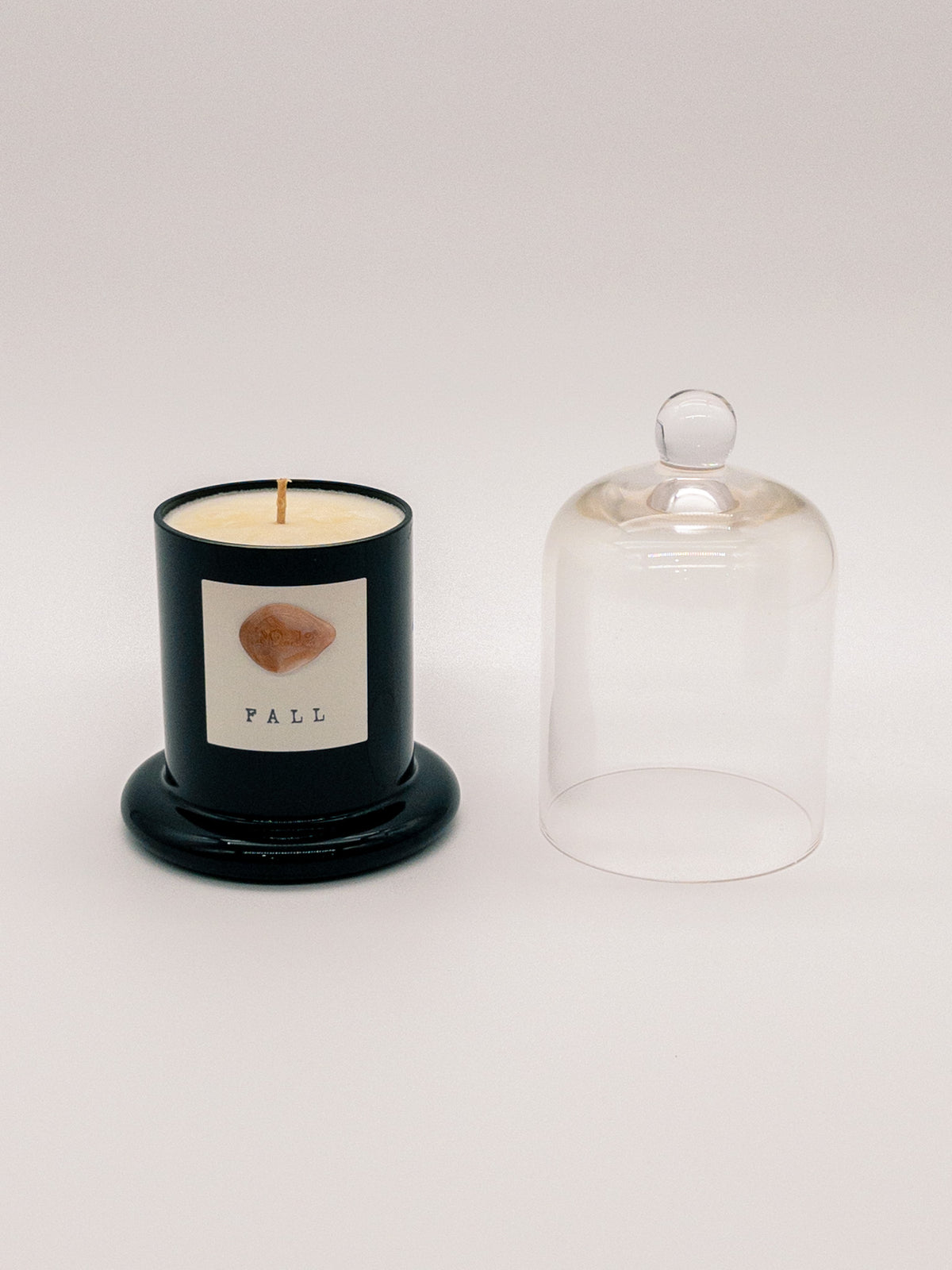 Fall No. 12 candle with clear glass cloche cover