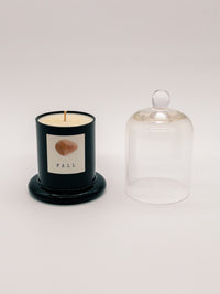 Fall No. 12 candle with clear glass cloche cover