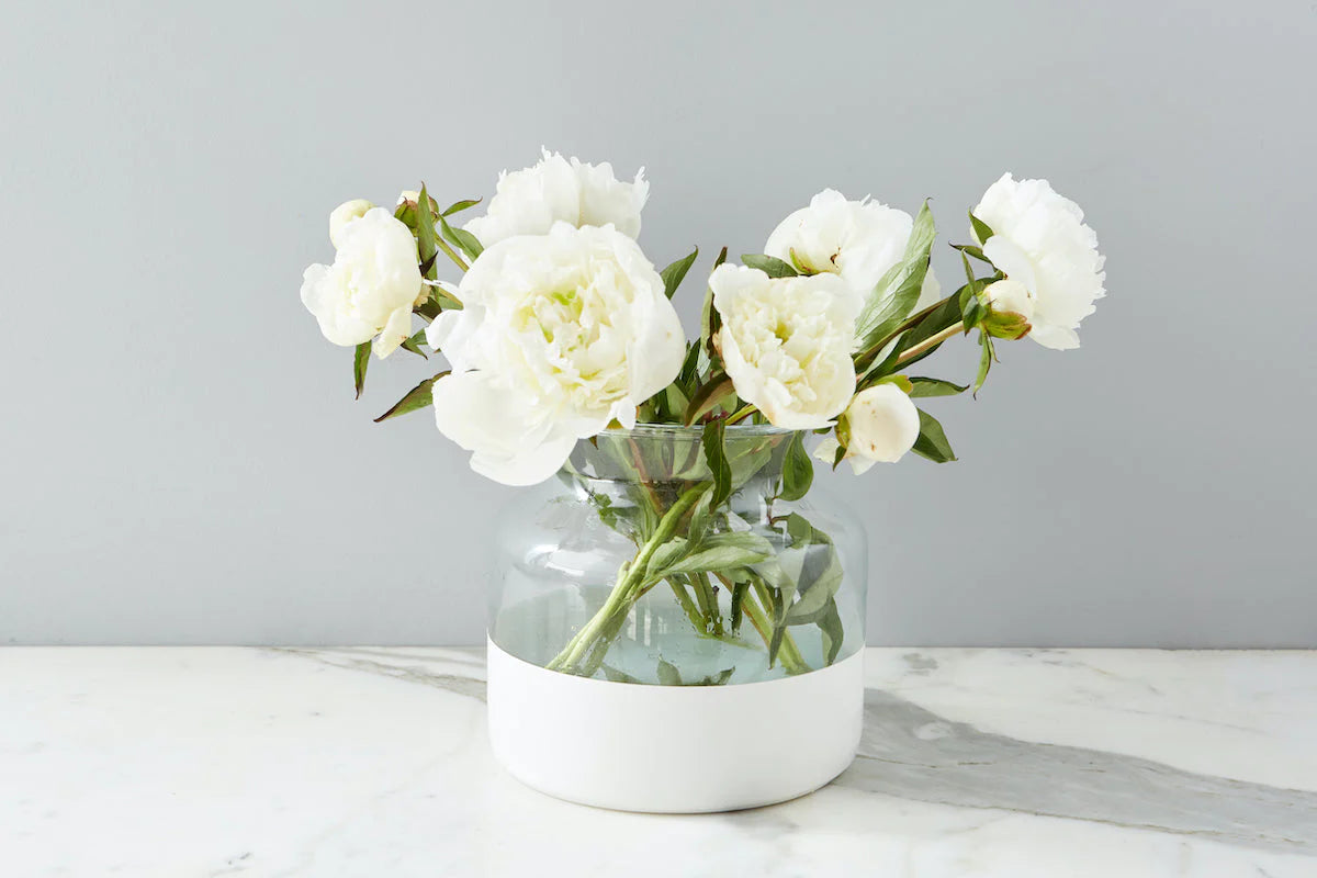 White Colorblock Flower Vase - Medium