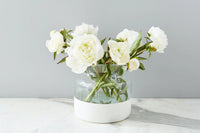 Colorblock white and clear wide mouth vase