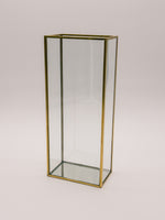 Window Large Rectangular Vase with Gold Metal Trim - Glass and Metal